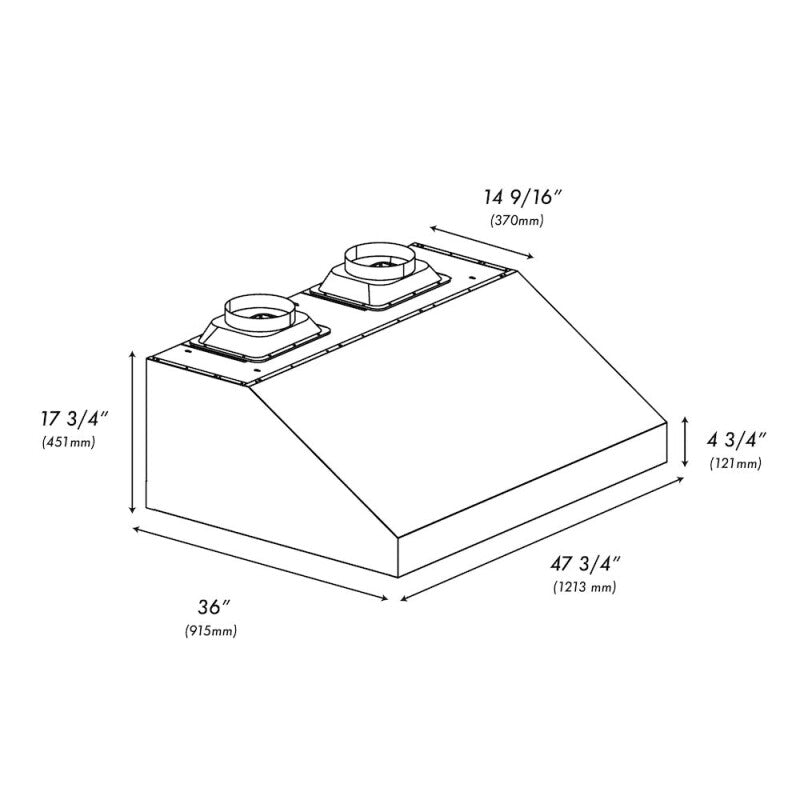 ZLINE 48 in. Under Cabinet Outdoor Grill Hood (GOU1-48) - (GOU148) -