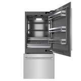 ZLINE 36 in. 19.8 cu. ft. Built-In Bottom Freezer Refrigerator with Water Dispenser and Ice Maker in Stainless Steel with Graphite Gray Interior (GRBIT-304-36) - (GRBIT30436) -