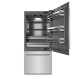 ZLINE 36 in. 19.8 cu. ft. Built-In Bottom Freezer Refrigerator with Water Dispenser and Ice Maker in Stainless Steel with Graphite Gray Interior (GRBIT-304-36) - (GRBIT30436) -