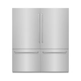 ZLINE 72 in. 39.6 cu. ft. French Door Built-In Bottom Freezer Refrigerator with Water Dispensers and Ice Makers in Stainless Steel with Graphite Gray Interior (GRBIT-304-72) - (GRBIT30472) -