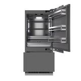 ZLINE 36 in. 19.8 cu. ft. Panel Ready Built-In Bottom Freezer Refrigerator with Water Dispenser and Ice Maker with Graphite Gray Interior (GRBIT-36) - (GRBIT36) -