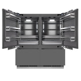 ZLINE 72 in. 39.6 cu. ft. Panel Ready French Door Built-In Bottom Freezer Refrigerator with Water Dispensers and Ice Makers with Graphite Gray Interior (GRBIT-72) - (GRBIT72) -
