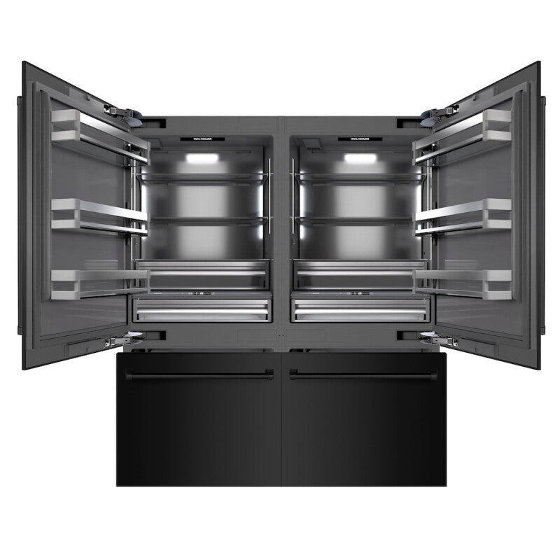 ZLINE 72 in. 39.6 cu. ft. French Door Built-In Bottom Freezer Refrigerator with Water Dispensers and Ice Makers in Black Stainless Steel with Graphite Gray Interior (GRBIT-BS-72) - (GRBITBS72) -