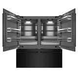 ZLINE 72 in. 39.6 cu. ft. French Door Built-In Bottom Freezer Refrigerator with Water Dispensers and Ice Makers in Black Stainless Steel with Graphite Gray Interior (GRBIT-BS-72) - (GRBITBS72) -