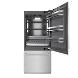 ZLINE 36 in. 19.8 cu. ft. Built-In Bottom Freezer Refrigerator with Water Dispenser and Ice Maker in DuraSnow® Stainless Steel with Graphite Gray Interior (GRBIT-SN-36) - (GRBITSN36) -