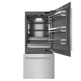 ZLINE 36 in. 19.8 cu. ft. Built-In Bottom Freezer Refrigerator with Water Dispenser and Ice Maker in DuraSnow® Stainless Steel with Graphite Gray Interior (GRBIT-SN-36) - (GRBITSN36) -