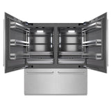 ZLINE 72 in. 39.6 cu. ft. French Door Built-In Bottom Freezer Refrigerator with Water Dispensers and Ice Makers in DuraSnow® Stainless Steel with Graphite Gray Interior (GRBIT-SN-72) - (GRBITSN72) -