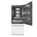 ZLINE 36 in. 19.8 cu. ft. Built-In Bottom Freezer Refrigerator with Water Dispenser and Ice Maker in White Matte with Graphite Gray Interior (GRBIT-WM-36) - (GRBITWM36) -