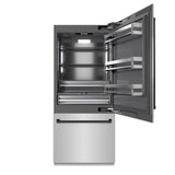 ZLINE Autograph Edition 36 in. 19.8 cu. ft. Built-In Bottom Freezer Refrigerator with Water Dispenser and Ice Maker in Stainless Steel with Graphite Gray Interior and Matte Black Accents (GRBITZ-304-36MB) - (GRBITZ30436MB) -