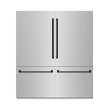 ZLINE Autograph Edition 72 in. 39.6 cu. ft. French Door Built-In Bottom Freezer Refrigerator with Water Dispensers and Ice Makers in Stainless Steel with Graphite Gray Interior and Matte Black Accents (GRBITZ-304-72MB) - (GRBITZ30472MB) -