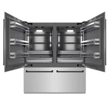 ZLINE Autograph Edition 72 in. 39.6 cu. ft. French Door Built-In Bottom Freezer Refrigerator with Water Dispensers and Ice Makers in Stainless Steel with Graphite Gray Interior and Matte Black Accents (GRBITZ-304-72MB) - (GRBITZ30472MB) -