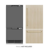 ZLINE Autograph Edition 36 in. 19.8 cu. ft. Panel Ready Built-In Bottom Freezer Refrigerator with Water Dispenser and Ice Maker with Graphite Gray Interior and Champagne Bronze Accents (GRBITZ-36-CB) - (GRBITZ36CB) -
