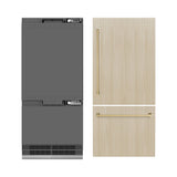 ZLINE Autograph Edition 36 in. 19.8 cu. ft. Panel Ready Built-In Bottom Freezer Refrigerator with Water Dispenser and Ice Maker with Graphite Gray Interior and Champagne Bronze Accents (GRBITZ-36-CB) - (GRBITZ36CB) -