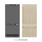 ZLINE Autograph Edition 36 in. 19.8 cu. ft. Panel Ready Built-In Bottom Freezer Refrigerator with Water Dispenser and Ice Maker with Graphite Gray Interior and Polished Gold Accents (GRBITZ-36-G) - (GRBITZ36G) -