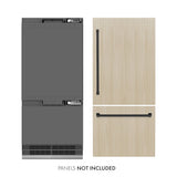 ZLINE Autograph Edition 36 in. 19.8 cu. ft. Panel Ready Built-In Bottom Freezer Refrigerator with Water Dispenser and Ice Maker with Graphite Gray Interior and Matte Black Accents (GRBITZ-36-MB) - (GRBITZ36MB) -