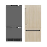 ZLINE Autograph Edition 36 in. 19.8 cu. ft. Panel Ready Built-In Bottom Freezer Refrigerator with Water Dispenser and Ice Maker with Graphite Gray Interior and Matte Black Accents (GRBITZ-36-MB) - (GRBITZ36MB) -