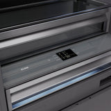 ZLINE Autograph Edition 36 in. 19.8 cu. ft. Panel Ready Built-In Bottom Freezer Refrigerator with Water Dispenser and Ice Maker with Graphite Gray Interior and Matte Black Accents (GRBITZ-36-MB) - (GRBITZ36MB) -