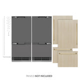 ZLINE Autograph Edition 72 in. 39.6 cu. ft. Panel Ready French Door Built-In Bottom Freezer Refrigerator with Water Dispensers and Ice Makers with Graphite Gray Interior and Polished Gold Accents (GRBITZ-72-G) - (GRBITZ72G) -