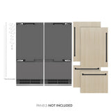 ZLINE Autograph Edition 72 in. 39.6 cu. ft. Panel Ready French Door Built-In Bottom Freezer Refrigerator with Water Dispensers and Ice Makers with Graphite Gray Interior and Matte Black Accents (GRBITZ-72-MB) - (GRBITZ72MB) -