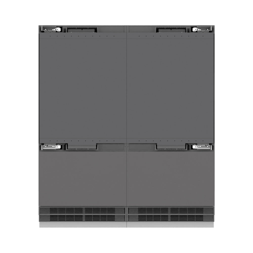 ZLINE Autograph Edition 72 in. 39.6 cu. ft. Panel Ready French Door Built-In Bottom Freezer Refrigerator with Water Dispensers and Ice Makers with Graphite Gray Interior and Matte Black Accents (GRBITZ-72-MB) - (GRBITZ72MB) -