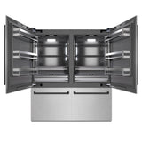 ZLINE Autograph Edition 72 in. 39.6 cu. ft. French Door Built-In Bottom Freezer Refrigerator with Water Dispensers and Ice Makers in DuraSnow® Stainless Steel with Graphite Gray Interior and Matte Black Accents (GRBITZ-SN-72-MB) - (GRBITZSN72MB) -