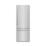 ZLINE 30 in. 16.1 cu. ft. Built-In Bottom Freezer Refrigerator with Water Dispenser and Ice Maker in Stainless Steel with Graphite Gray Interior (GRBIV-304-30) - (GRBIV30430) -