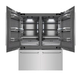 ZLINE 60 in. 32.2 cu. ft. French Door Built-In Bottom Freezer Refrigerator with Water Dispensers and Ice Makers in Stainless Steel with Graphite Gray Interior (GRBIV-304-60) - (GRBIV30460) -