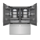 ZLINE 60 in. 32.2 cu. ft. French Door Built-In Bottom Freezer Refrigerator with Water Dispensers and Ice Makers in Stainless Steel with Graphite Gray Interior (GRBIV-304-60) - (GRBIV30460) -