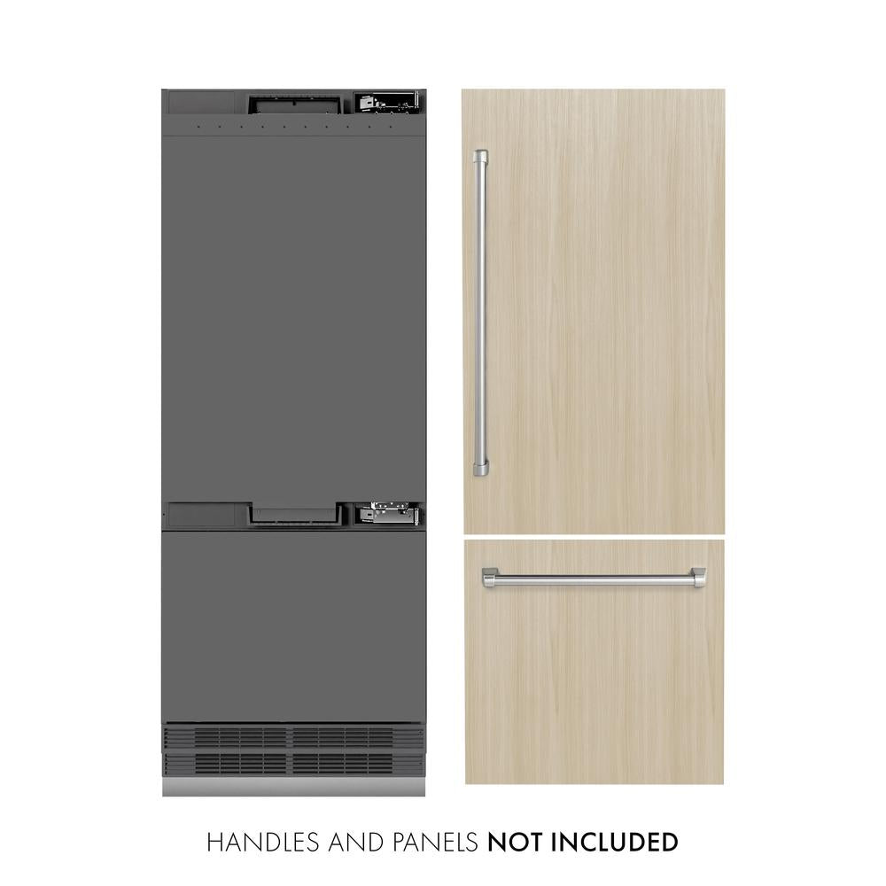ZLINE 30 in. 16.1 cu. ft. Panel Ready Built-In Bottom Freezer Refrigerator with Water Dispenser and Ice Maker with Graphite Gray Interior (GRBIV-30) - (GRBIV30) -