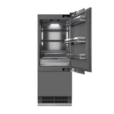 ZLINE 30 in. 16.1 cu. ft. Panel Ready Built-In Bottom Freezer Refrigerator with Water Dispenser and Ice Maker with Graphite Gray Interior (GRBIV-30) - (GRBIV30) -