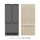 ZLINE 36 in. 19.6 cu. ft. Panel Ready French Door Built-In Bottom Freezer Refrigerator with Water Dispenser and Ice Maker with Graphite Gray Interior (GRBIV-36) - (GRBIV36) -