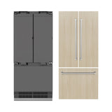 ZLINE 36 in. 19.6 cu. ft. Panel Ready French Door Built-In Bottom Freezer Refrigerator with Water Dispenser and Ice Maker with Graphite Gray Interior (GRBIV-36) - (GRBIV36) -