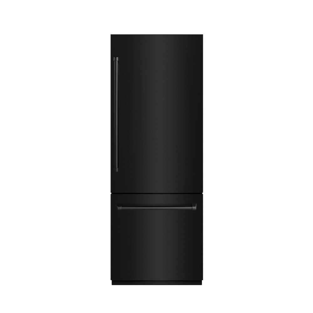 ZLINE 30 in. 16.1 cu. ft. Built-In Bottom Freezer Refrigerator with Water Dispenser and Ice Maker in Black Stainless Steel with Graphite Gray Interior (GRBIV-BS-30) - (GRBIVBS30) -