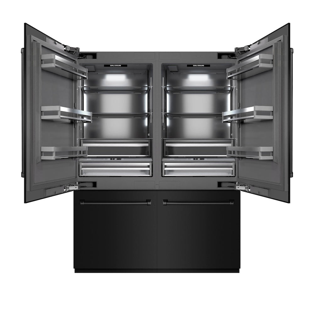 ZLINE 60 in. 32.2 cu. ft. French Door Built-In Bottom Freezer Refrigerator with Water Dispensers and Ice Makers in Black Stainless Steel with Graphite Gray Interior (GRBIV-BS-60) - (GRBIVBS60) -