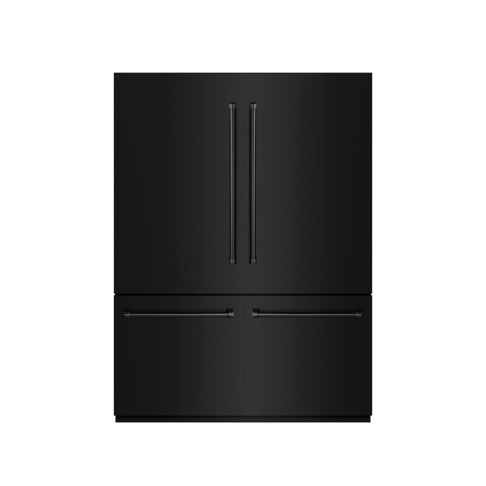 ZLINE 60 in. 32.2 cu. ft. French Door Built-In Bottom Freezer Refrigerator with Water Dispensers and Ice Makers in Black Stainless Steel with Graphite Gray Interior (GRBIV-BS-60) - (GRBIVBS60) -