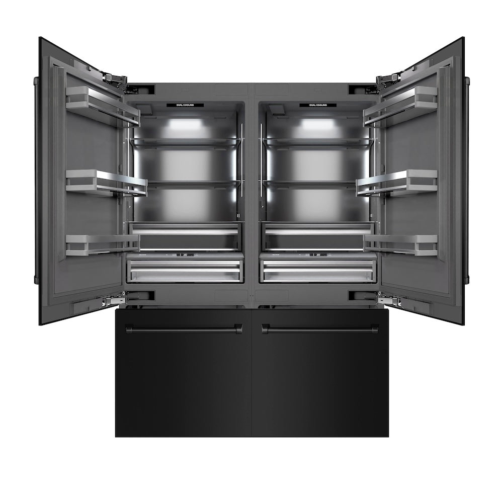 ZLINE 60 in. 32.2 cu. ft. French Door Built-In Bottom Freezer Refrigerator with Water Dispensers and Ice Makers in Black Stainless Steel with Graphite Gray Interior (GRBIV-BS-60) - (GRBIVBS60) -