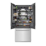 ZLINE 36 in. 19.6 cu. ft. French Door Built-In Bottom Freezer Refrigerator with Water Dispenser and Ice Maker in DuraSnow® Stainless Steel with Graphite Gray Interior (GRBIV-SN-36) - (GRBIVSN36) -