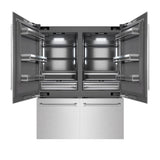 ZLINE 60 in. 32.2 cu. ft. French Door Built-In Bottom Freezer Refrigerator with Water Dispensers and Ice Makers in DuraSnow® Stainless Steel with Graphite Gray Interior (GRBIV-SN-60) - (GRBIVSN60) -