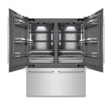ZLINE 60 in. 32.2 cu. ft. French Door Built-In Bottom Freezer Refrigerator with Water Dispensers and Ice Makers in DuraSnow® Stainless Steel with Graphite Gray Interior (GRBIV-SN-60) - (GRBIVSN60) -
