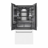 ZLINE 36 in. 19.6 cu. ft. French Door Built-In Bottom Freezer Refrigerator with Water Dispenser and Ice Maker in White Matte with Graphite Gray Interior (GRBIV-WM-36) - (GRBIVWM36) -