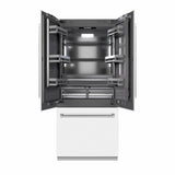 ZLINE 36 in. 19.6 cu. ft. French Door Built-In Bottom Freezer Refrigerator with Water Dispenser and Ice Maker in White Matte with Graphite Gray Interior (GRBIV-WM-36) - (GRBIVWM36) -