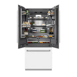 ZLINE 36 in. 19.6 cu. ft. French Door Built-In Bottom Freezer Refrigerator with Water Dispenser and Ice Maker in White Matte with Graphite Gray Interior (GRBIV-WM-36) - (GRBIVWM36) -