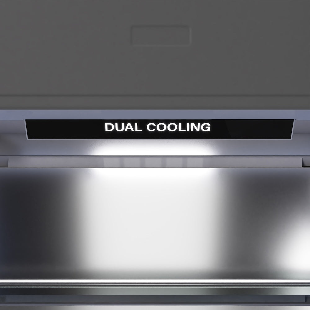 ZLINE Autograph Edition 30 in. 16.1 cu. ft. Built-In Bottom Freezer Refrigerator with Water Dispenser and Ice Maker in Stainless Steel with Graphite Gray Interior and Polished Gold Accents (GRBIVZ-304-30G) - (GRBIVZ30430G) -