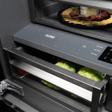 ZLINE Autograph Edition 36 in. 19.6 cu. ft. French Door Built-In Bottom Freezer Refrigerator with Water Dispenser and Ice Maker in Stainless Steel with Graphite Gray Interior and Champagne Bronze Accents (GRBIVZ-304-36CB) - (GRBIVZ30436CB) -