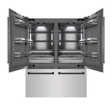 ZLINE Autograph Edition 60 in. 32.2 cu. ft. French Door Built-In Bottom Freezer Refrigerator with Water Dispenser and Ice Maker in Stainless Steel with Graphite Gray Interior and Matte Black Accents (GRBIVZ-304-60MB) - (GRBIVZ30460MB) -