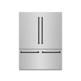 ZLINE Autograph Edition 60 in. 32.2 cu. ft. French Door Built-In Bottom Freezer Refrigerator with Water Dispenser and Ice Maker in Stainless Steel with Graphite Gray Interior and Matte Black Accents (GRBIVZ-304-60MB) - (GRBIVZ30460MB) -