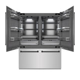ZLINE Autograph Edition 60 in. 32.2 cu. ft. French Door Built-In Bottom Freezer Refrigerator with Water Dispenser and Ice Maker in Stainless Steel with Graphite Gray Interior and Matte Black Accents (GRBIVZ-304-60MB) - (GRBIVZ30460MB) -