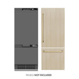 ZLINE Autograph Edition 30 in. 16.1 cu. ft. Panel Ready Built-In Bottom Freezer Refrigerator with Water Dispenser and Ice Maker with Graphite Gray Interior and Champagne Bronze Accents (GRBIVZ-30-CB) - (GRBIVZ30CB) -