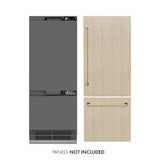 ZLINE Autograph Edition 30 in. 16.1 cu. ft. Panel Ready Built-In Bottom Freezer Refrigerator with Water Dispenser and Ice Maker with Graphite Gray Interior and Polished Gold Accents (GRBIVZ-30-G) - (GRBIVZ30G) -