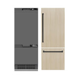 ZLINE Autograph Edition 30 in. 16.1 cu. ft. Panel Ready Built-In Bottom Freezer Refrigerator with Water Dispenser and Ice Maker with Graphite Gray Interior and Matte Black Accents (GRBIVZ-30-MB) - (GRBIVZ30MB) -
